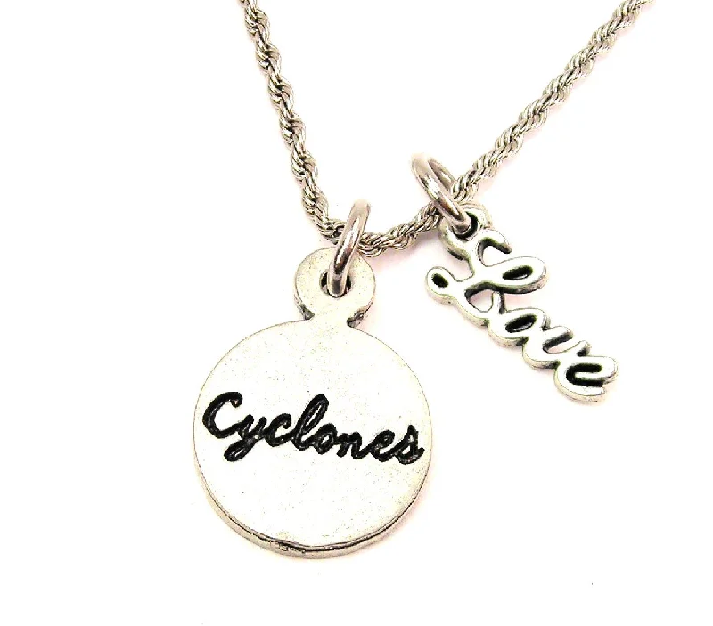 bohemian necklaces for women -Cyclones 20" Chain Necklace With Cursive Love Accent