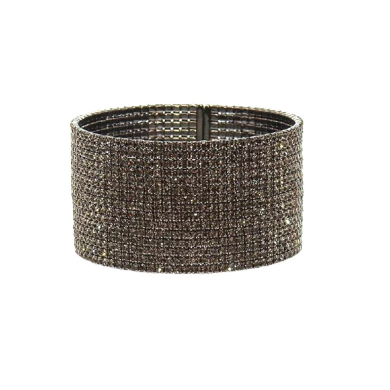 gold plated bangles for women -1" Pave Crystal Hematie Cuff