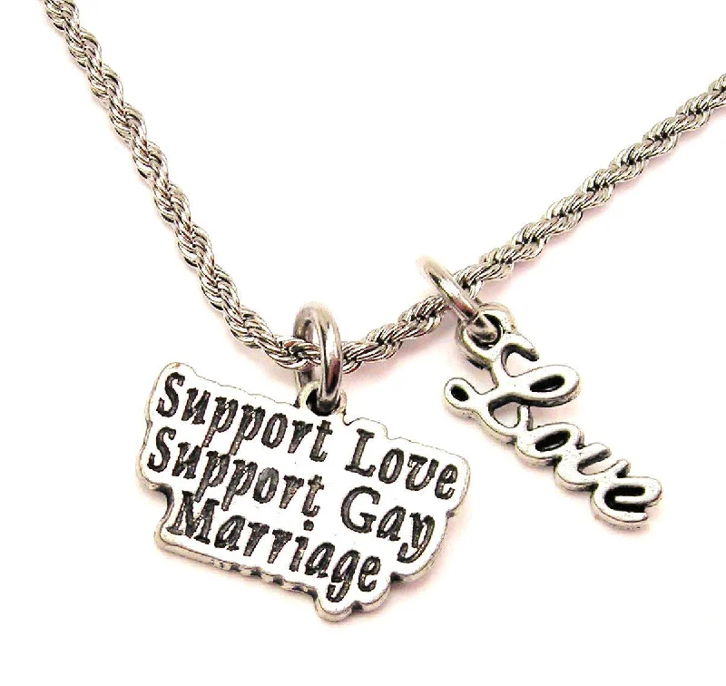 choker necklaces for women -Support Love Support Gay Marriage 20" Chain Necklace With Cursive Love Accent