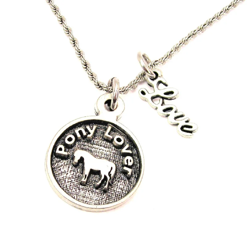 romantic necklaces for women -Pony Lover 20" Chain Necklace With Cursive Love Accent