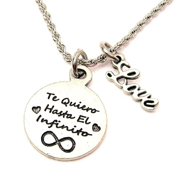 custom name necklaces for women -Te Quiero Hasta El Infinito 20" Chain Necklace With Cursive Love Accent