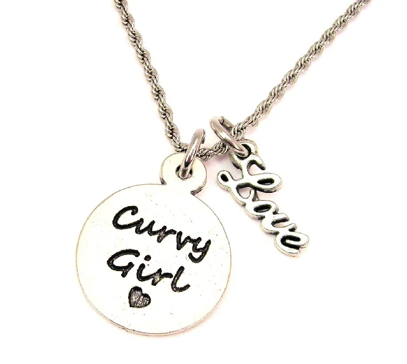 infinity necklaces for women -Curvy Girl 20" Chain Necklace With Cursive Love Accent