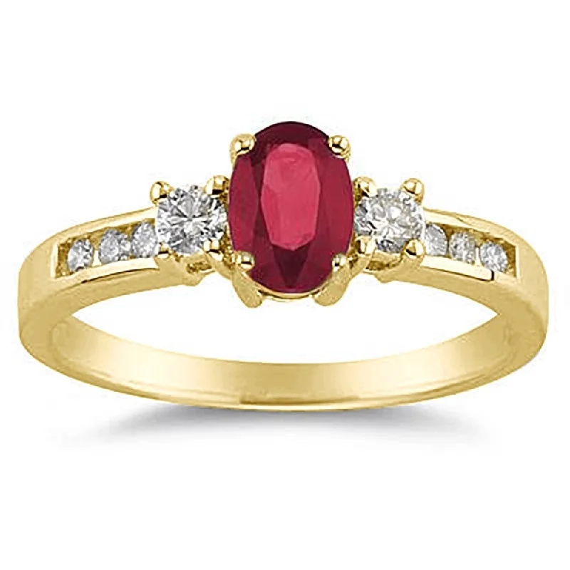 Ruby and Diamond Regal Channel Ring in 14K Yellow Gold