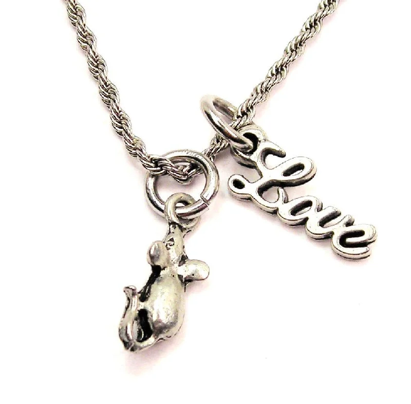 heart-shaped necklaces for women -House Mouse 20" Chain Necklace With Cursive Love Accent