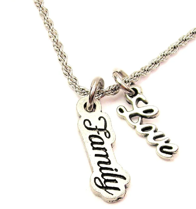 floral necklaces for women -Family 20" Chain Necklace With Cursive Love Accent