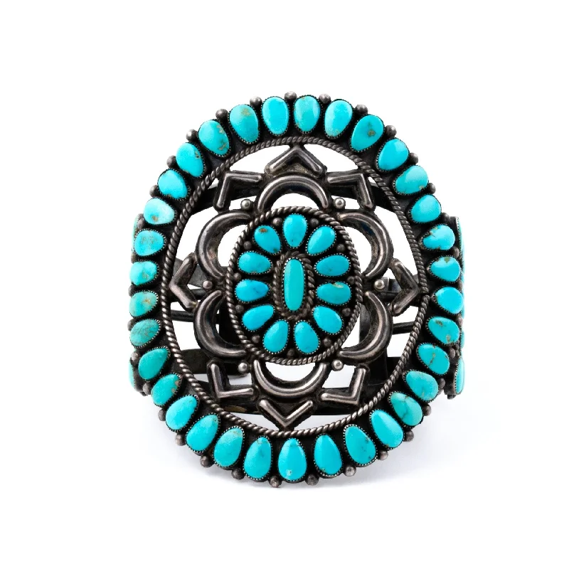 elegant bangles for women -1940s Cluster Turquoise Zuni  Cuff