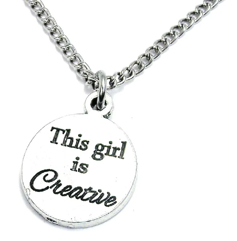 gold plated necklaces for women -This Girl Is Creative Single Charm Necklace