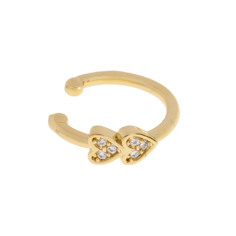 friendship bangles for women -Gigi - Two Crystal Hearts Ear Cuff