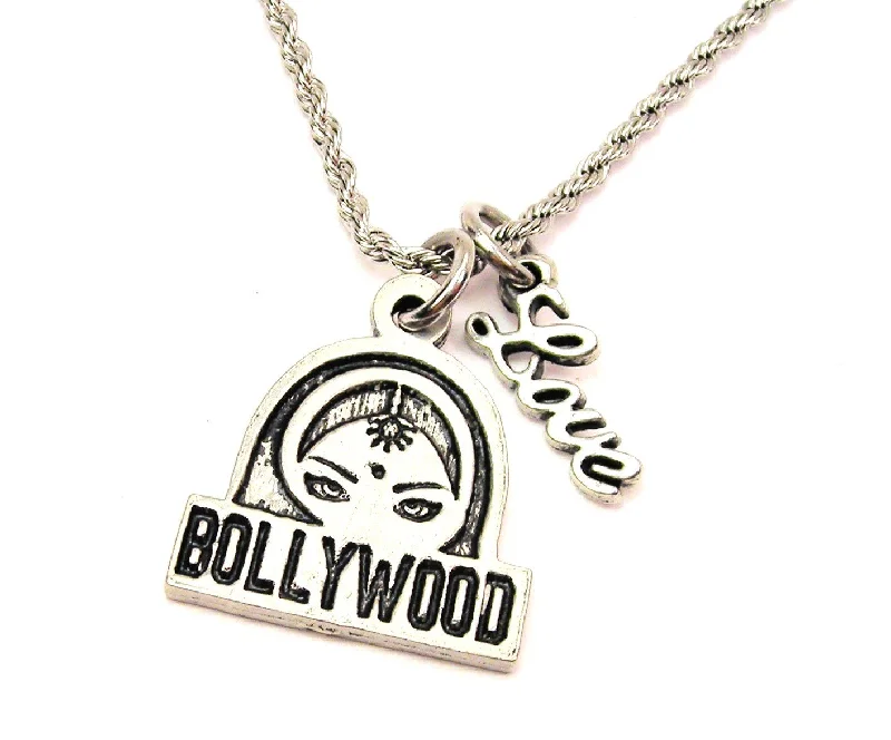 thick chain necklaces for women -Bollywood 20" Chain Necklace With Cursive Love Accent