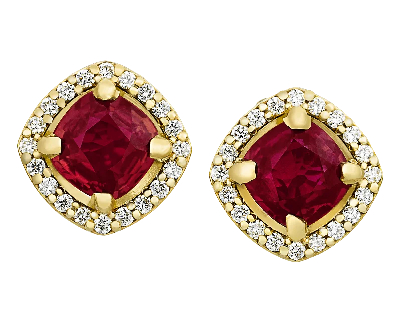 fashion rings for women -fashion earrings for women -Ruby Stud Earrings, 2.14 Carats