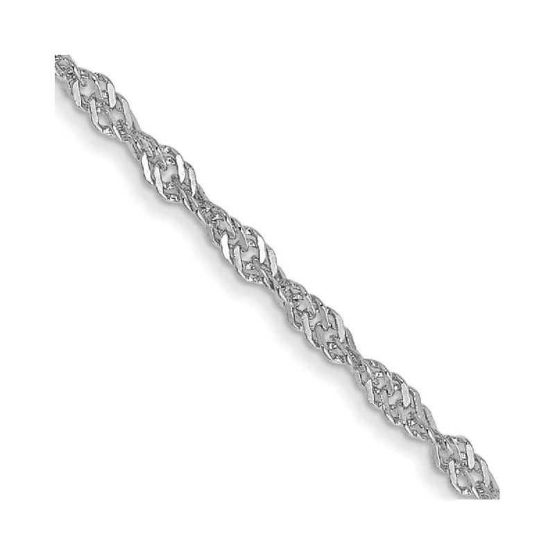 Curata Women's 14k White Gold 1.4mm Solid Singapore Chain Anklet - 9 Inch - Spring Ring