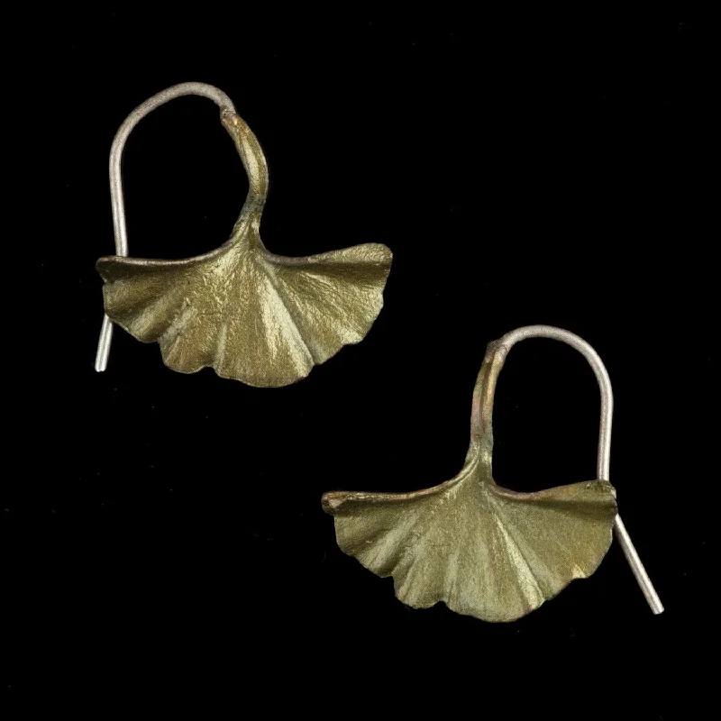 vintage solitaire rings -gold dangle earrings -Ginkgo Earrings - Single Leaf