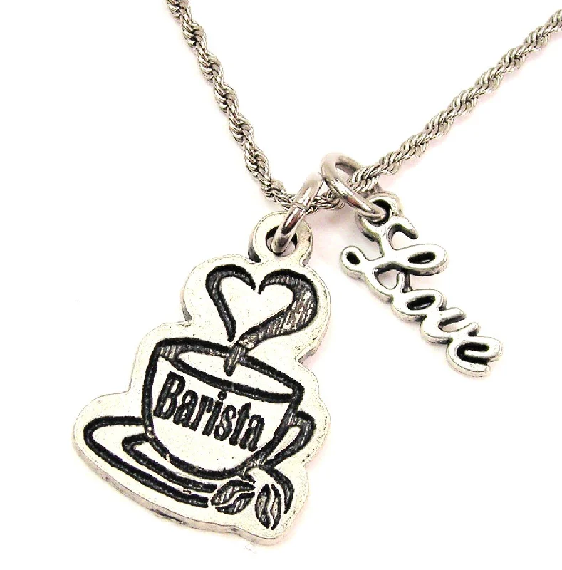 engraved necklaces for women -Barista 20" Chain Necklace With Cursive Love Accent