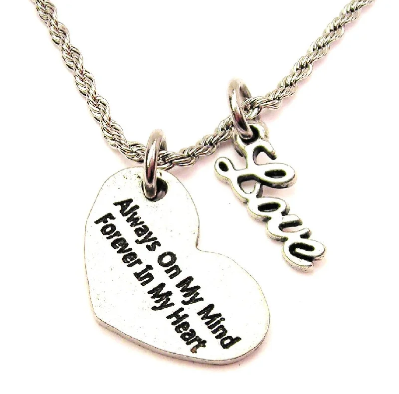 simple chain necklaces for women -Always On My Mind Forever In My Heart 20" Chain Necklace With Cursive Love Accent