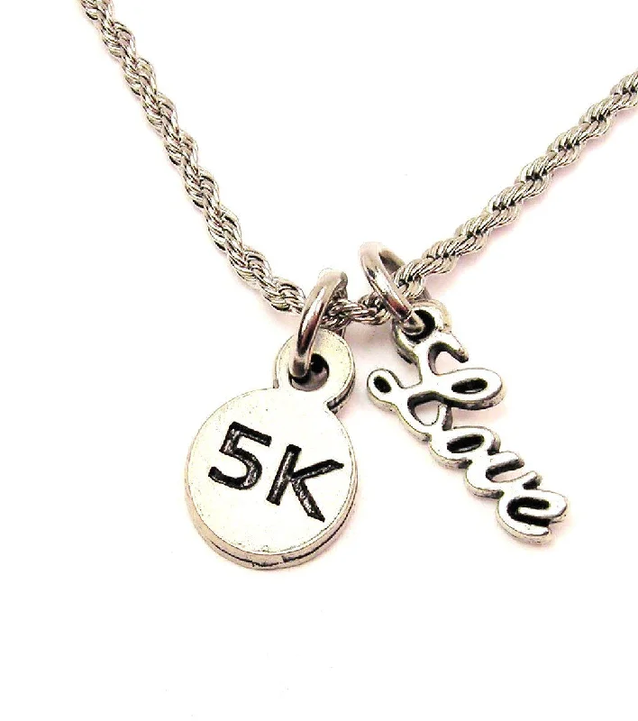 engagement necklaces for women -5K 20" Chain Necklace With Cursive Love Accent