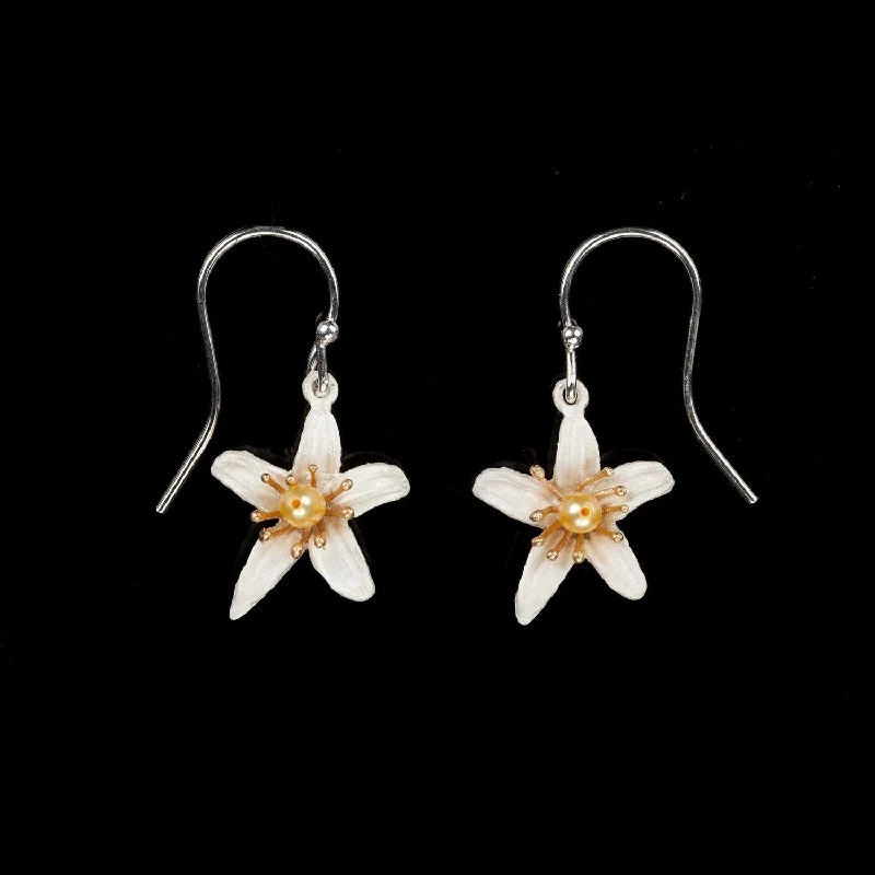 silver rings for women -hoop earrings for women -Orange Blossom Earrings - Petite Flower Wire