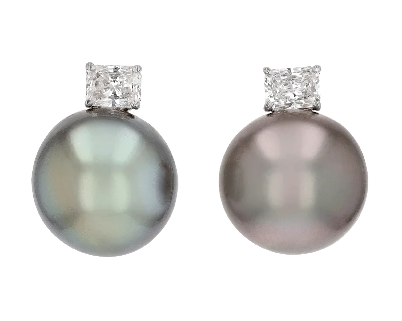 wedding sets with rings -antique earrings for women -Tahitian Pearl and Diamond Earrings