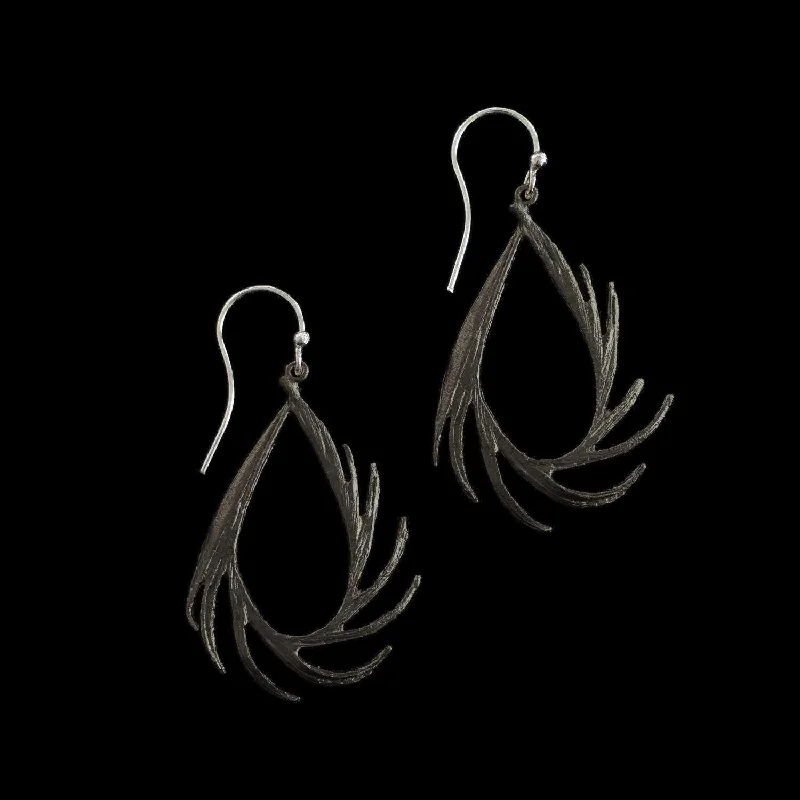 multi-stone rings for women -fashion statement earrings -Feather Earring - Small Teardrop Wire Gunmetal