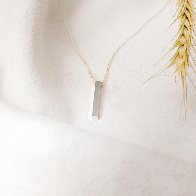 diamond pendant necklaces for women -ENGRAVABLE FOUR-SIDED VERTICAL BAR NECKLACE