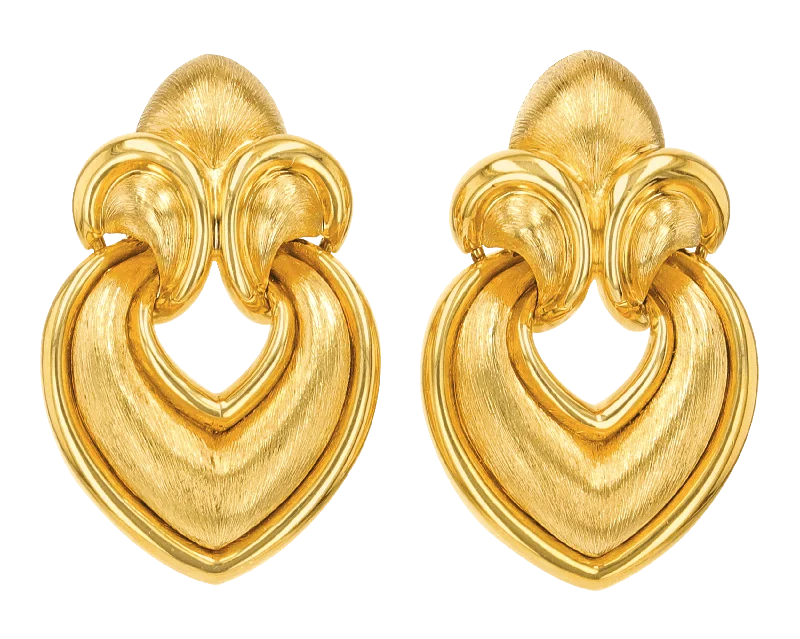 wedding rings with gemstones -elegant gemstone earrings -Henry Dunay Gold Door Knocker Earrings