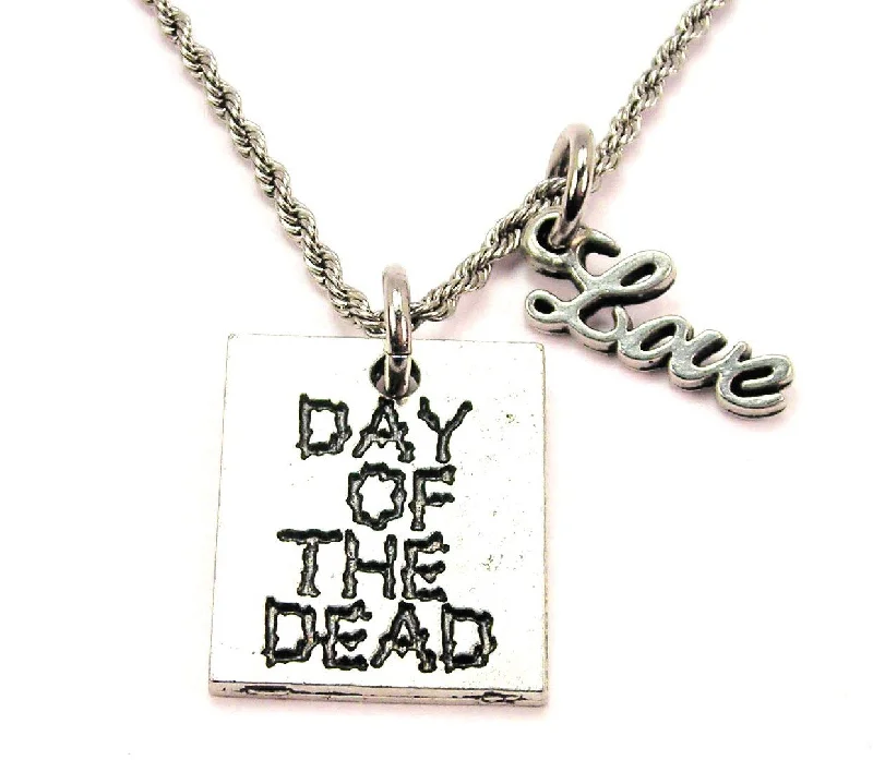 heart necklaces for women -Day Of The Dead 20" Chain Necklace With Cursive Love Accent