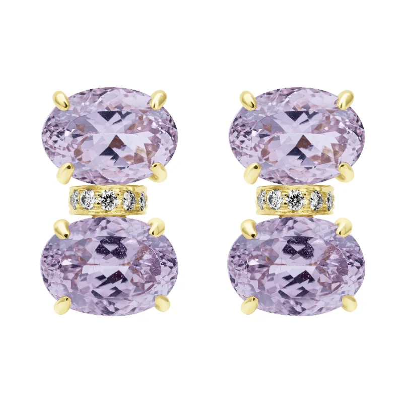 bold rings for women -sapphire earrings for women -Earrings - Kunzite And Diamond