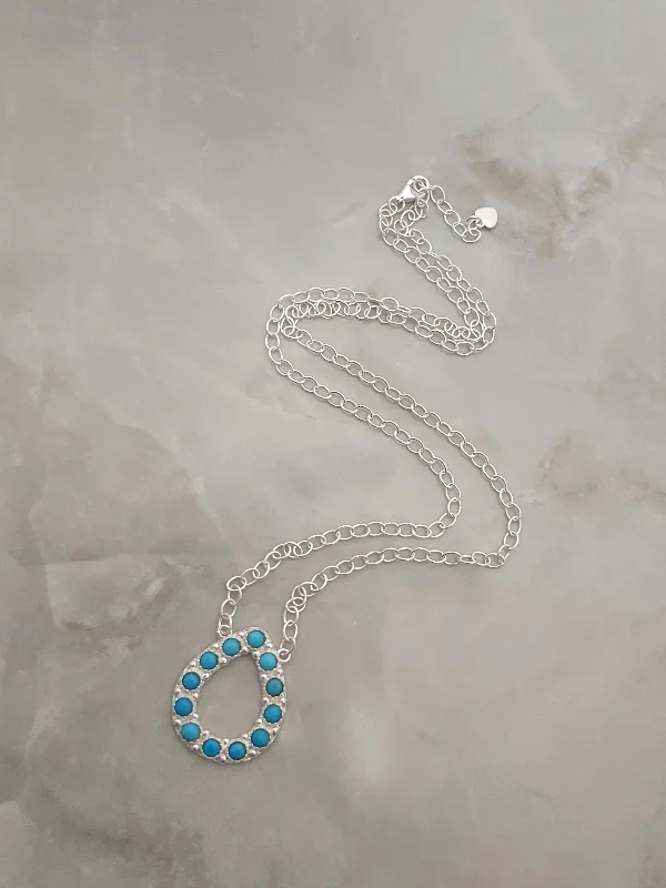 elegant pearl necklaces for women -Sterling Silver Turquoise Tear Drop Necklaces