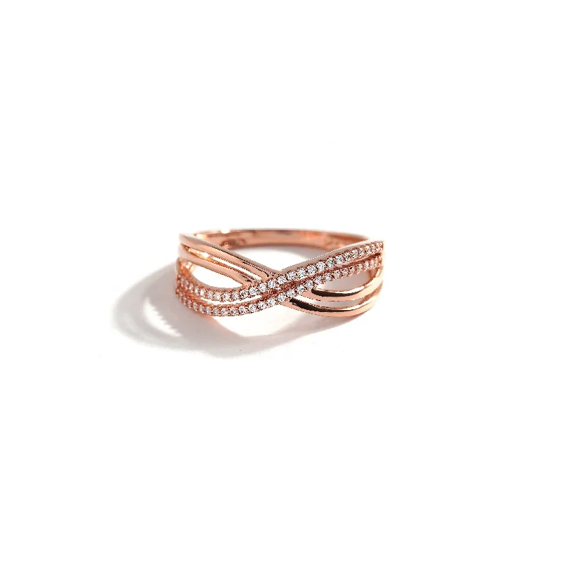 De Couer 10k Rose Gold 1/6ct TDW Diamond Fashion Ring - Pink