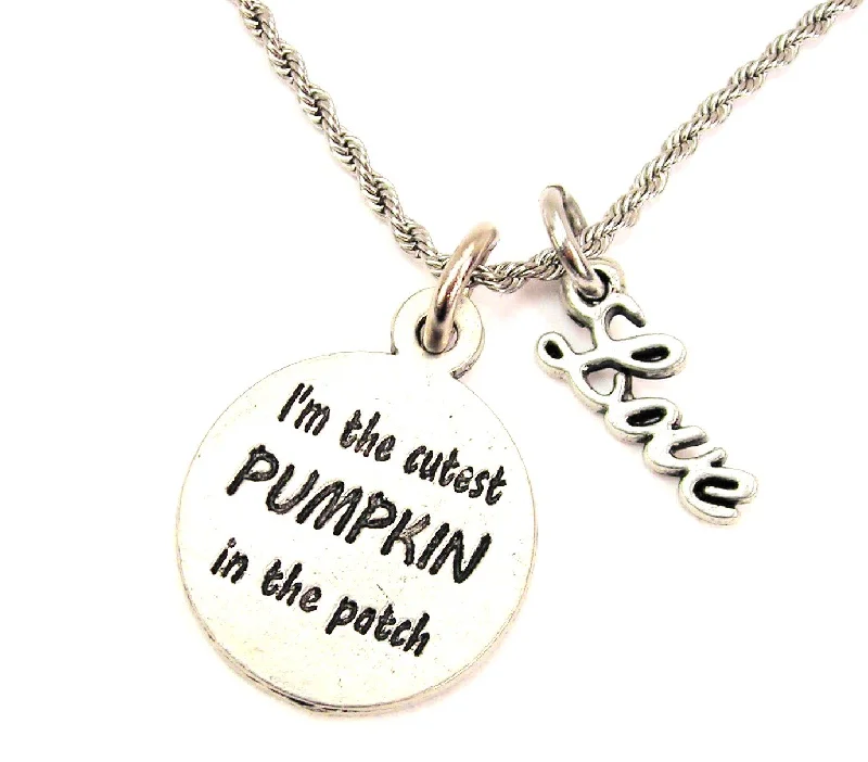 bridal necklaces for women -I'm The Cutest Pumpkin In The Patch 20" Chain Necklace With Cursive Love Accent