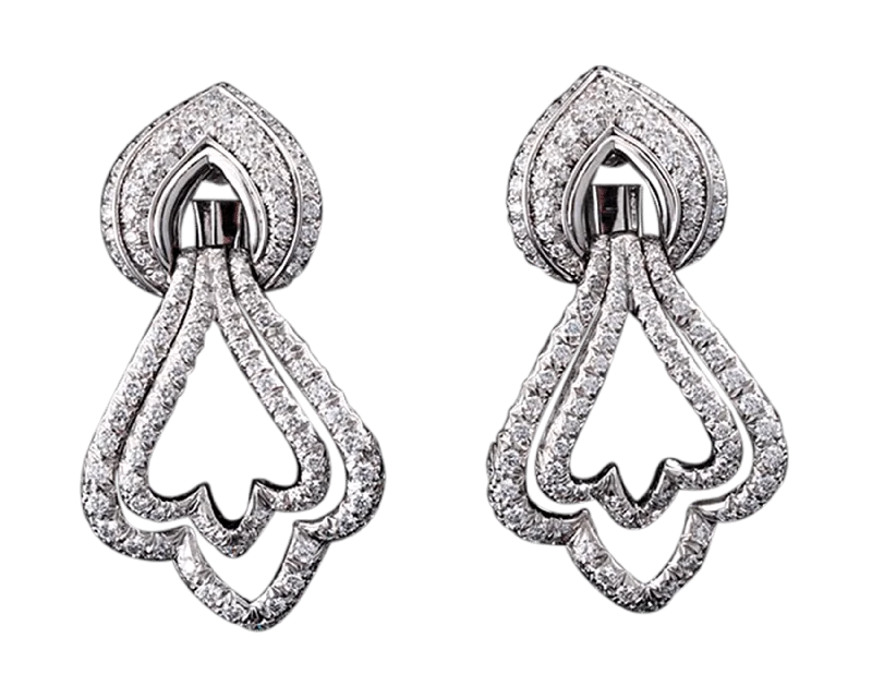 fashion promise rings -thick hoop earrings -Henry Dunay Platinum and Diamond Dangle Earrings