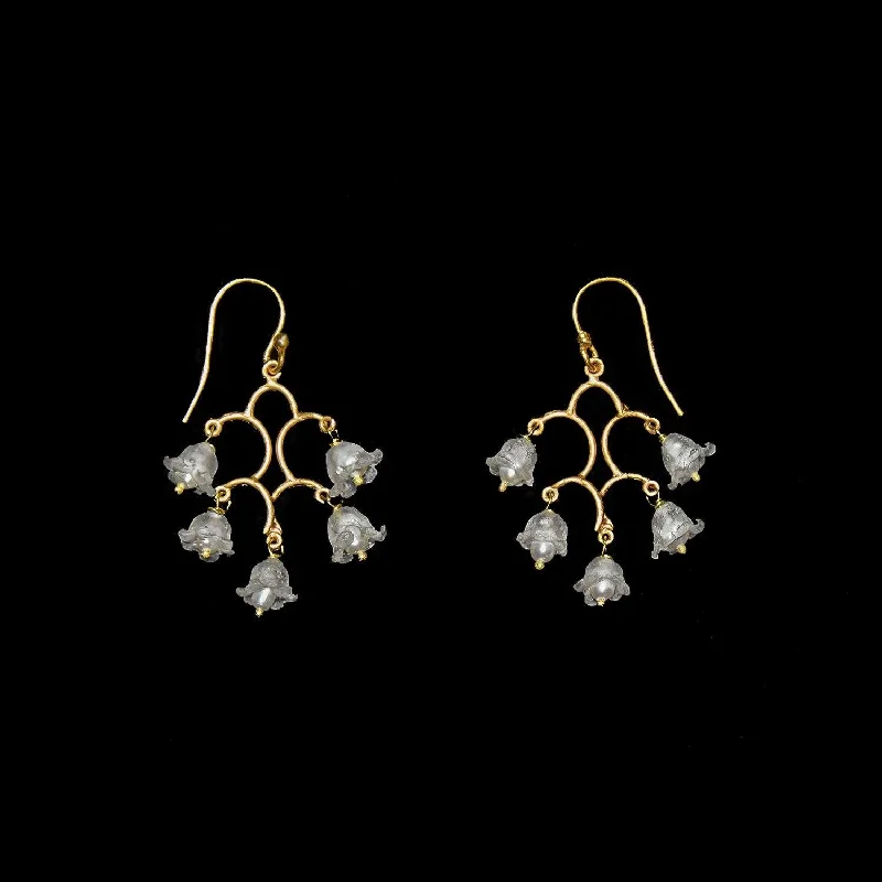 large statement rings for women -designer earrings for women -Fine Lily of the Valley Earrings - Chandelier Wire