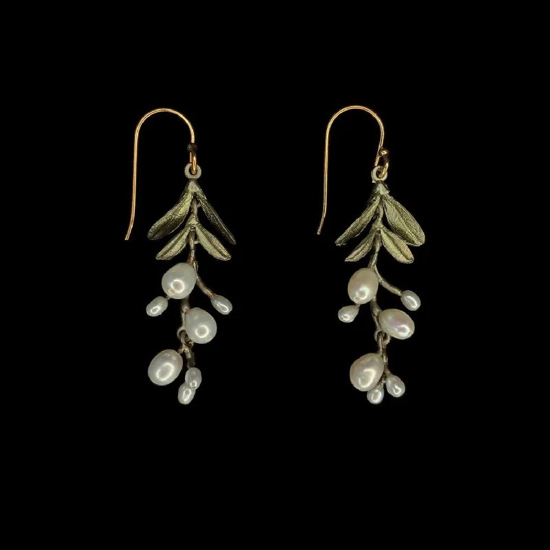 anniversary gemstone rings -geometric earrings for women -Jasmine Vine Earrings - Pearl Drop