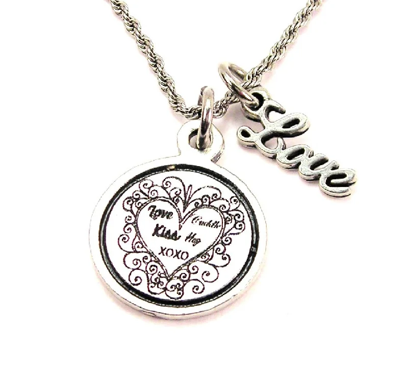 sapphire necklaces for women -Love Cuddle Kiss Hug Xoxo 20" Chain Necklace With Cursive Love Accent