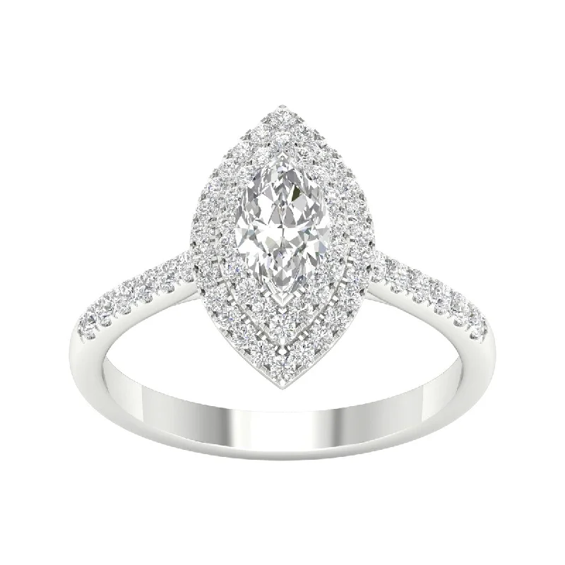 1ct TDW Diamond Halo Ring in 10k Gold by De Couer