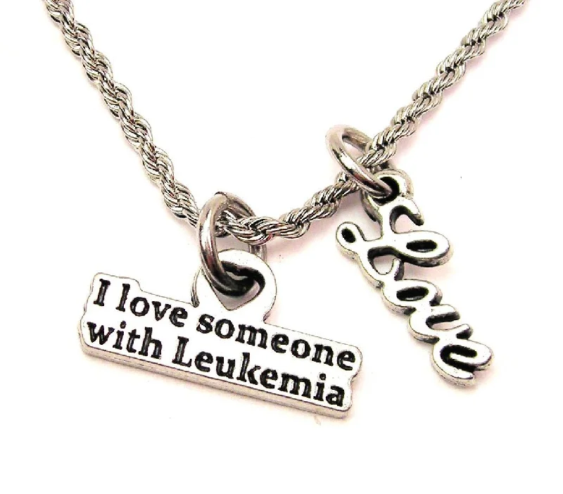 simple chain necklaces for women -I Love Someone With Leukemia 20" Chain Necklace With Cursive Love Accent