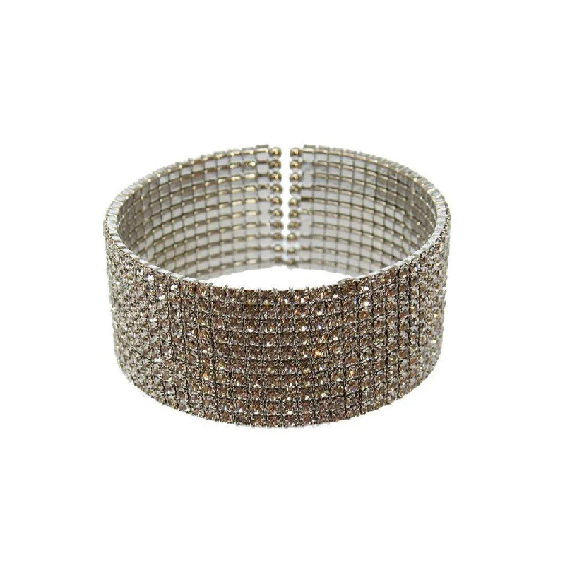 crystal bracelets for women -Pave Silver Crystal Cuff