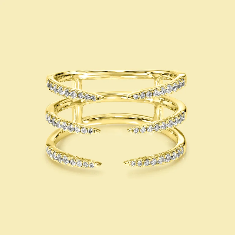 minimalist bracelets for women -The Vi, Open Triple Row Diamond Cuff Band