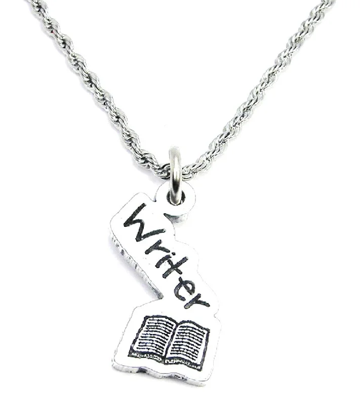 choker necklaces for women -Writer With Book Single Charm Necklace