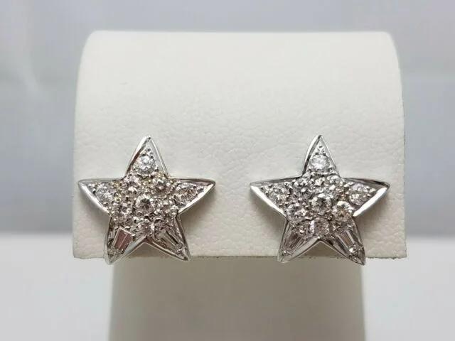 personalized rings for women -dangle earrings for women -Custom Made Natural Diamond 18k Gold Star Earrings