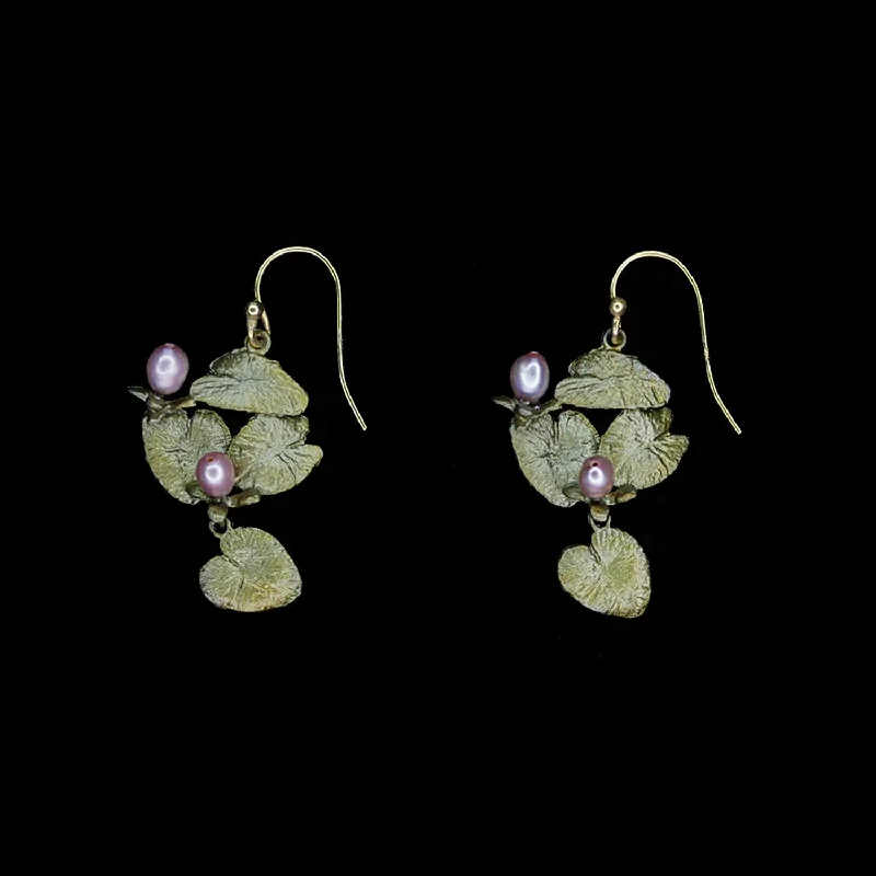 gold plated rings for women -fancy earrings for women -Water Lilies Earrings - Wire Drop