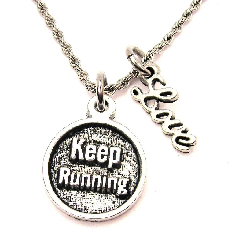 luxury wedding necklaces for women -Keep Running 20" Chain Necklace With Cursive Love Accent