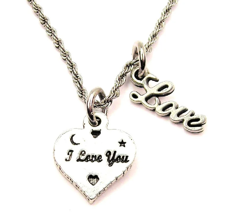 heart-shaped necklaces for women -I Love You Heart 20" Chain Necklace With Cursive Love Accent