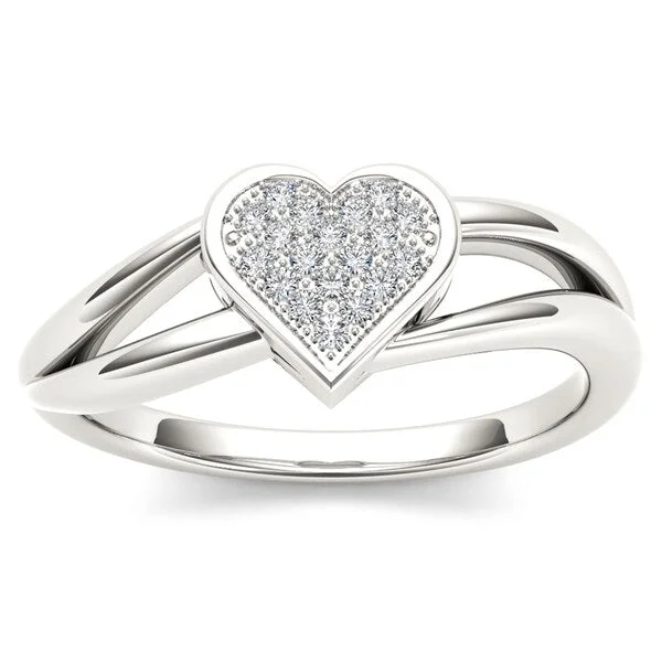 De Couer 10k White Gold Diamond Accent Heart Ring