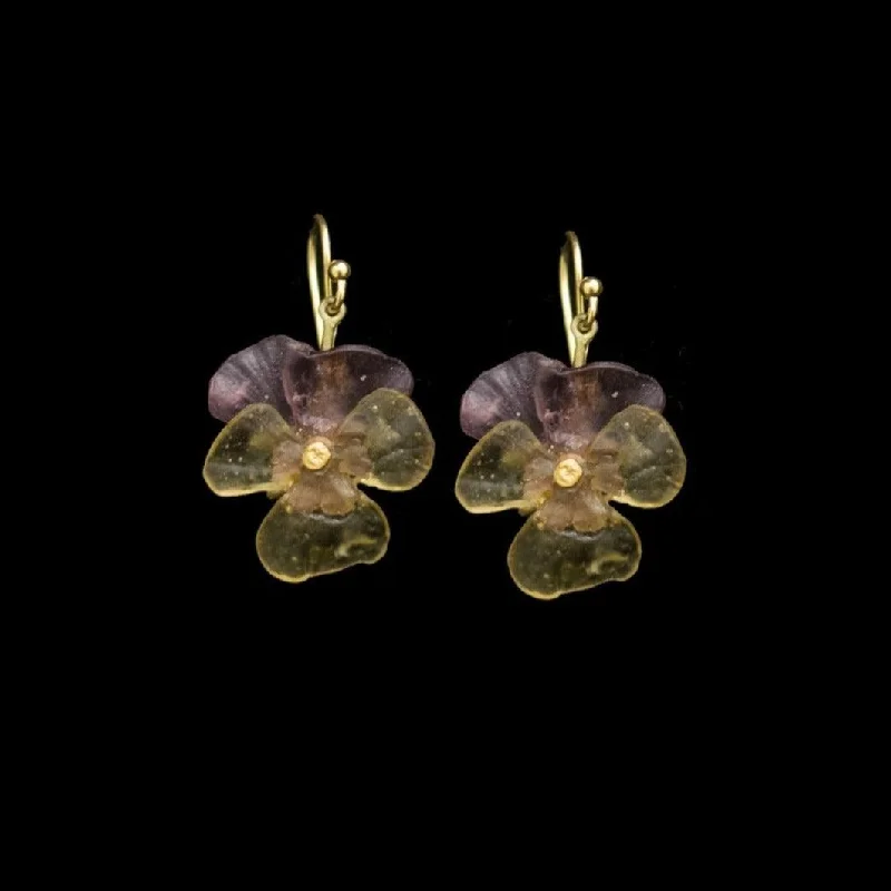 anniversary rings with diamonds -elegant dangle earrings -Pansies Earrings - Wire