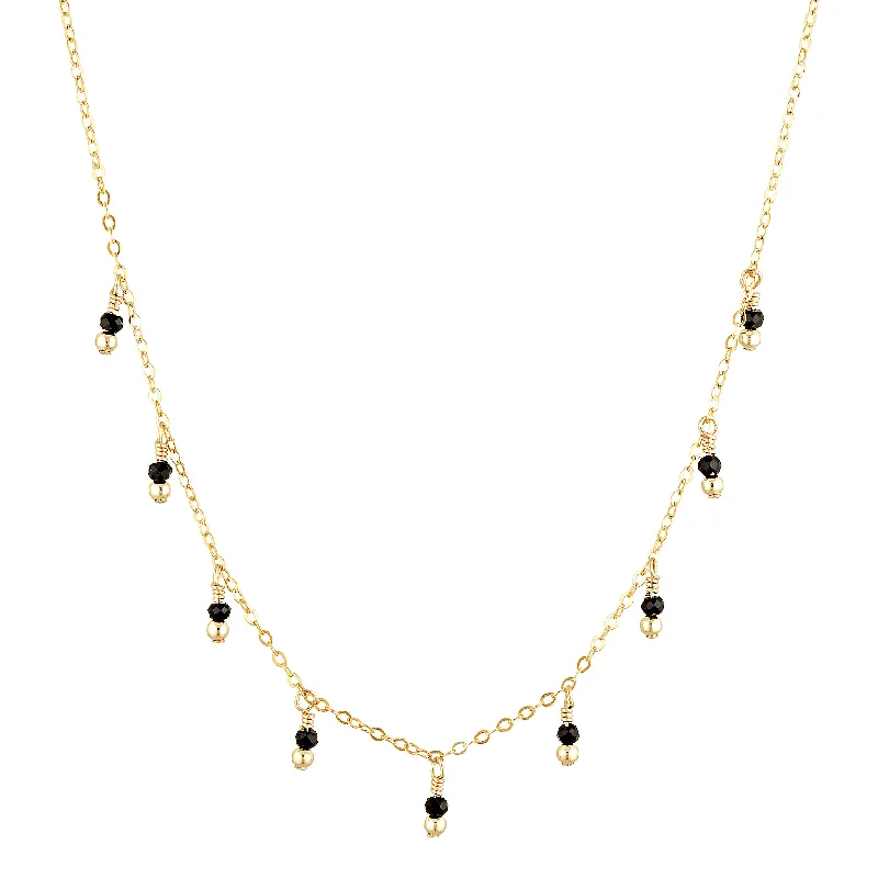 minimalist gold necklaces for women -Rain Choker Necklace ~ Black Spinel