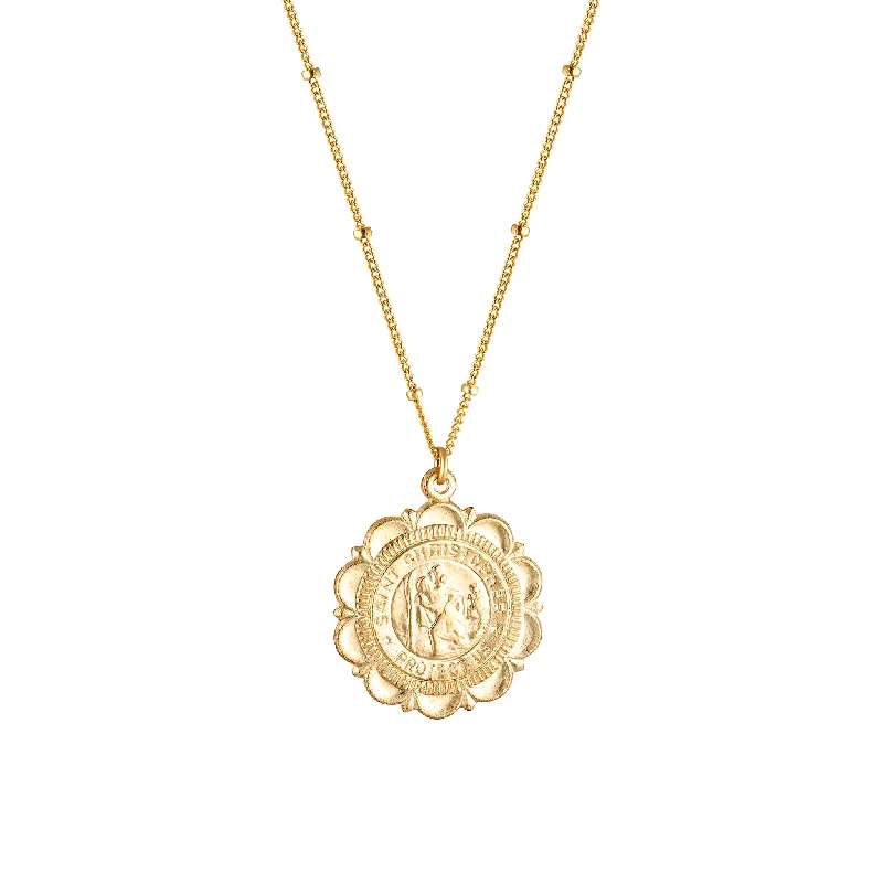 jewelry sets with necklaces -Saint Christopher Medallion Necklace