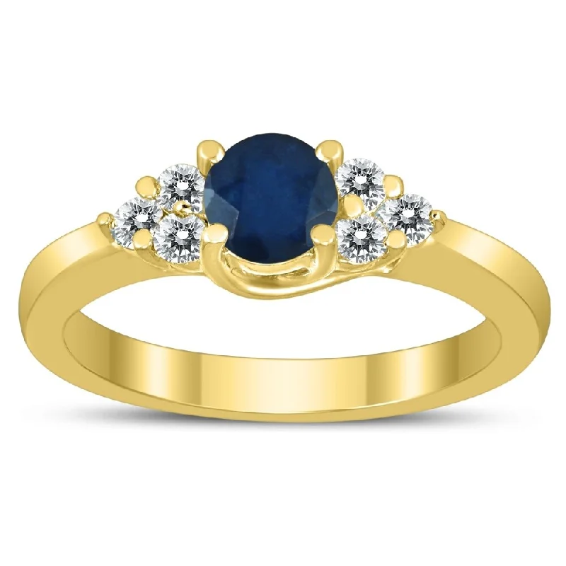 5MM Sapphire and Diamond Cynthia Ring in 10K Yellow Gold