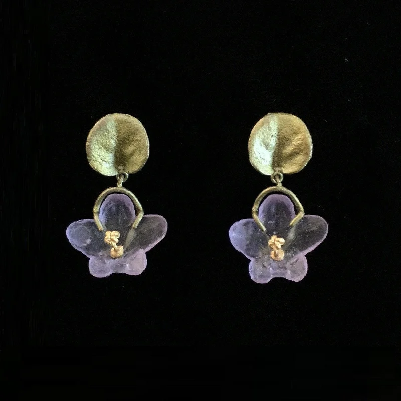 double band rings for women -zirconia earrings for women -African Violet Earring - Dangle Post