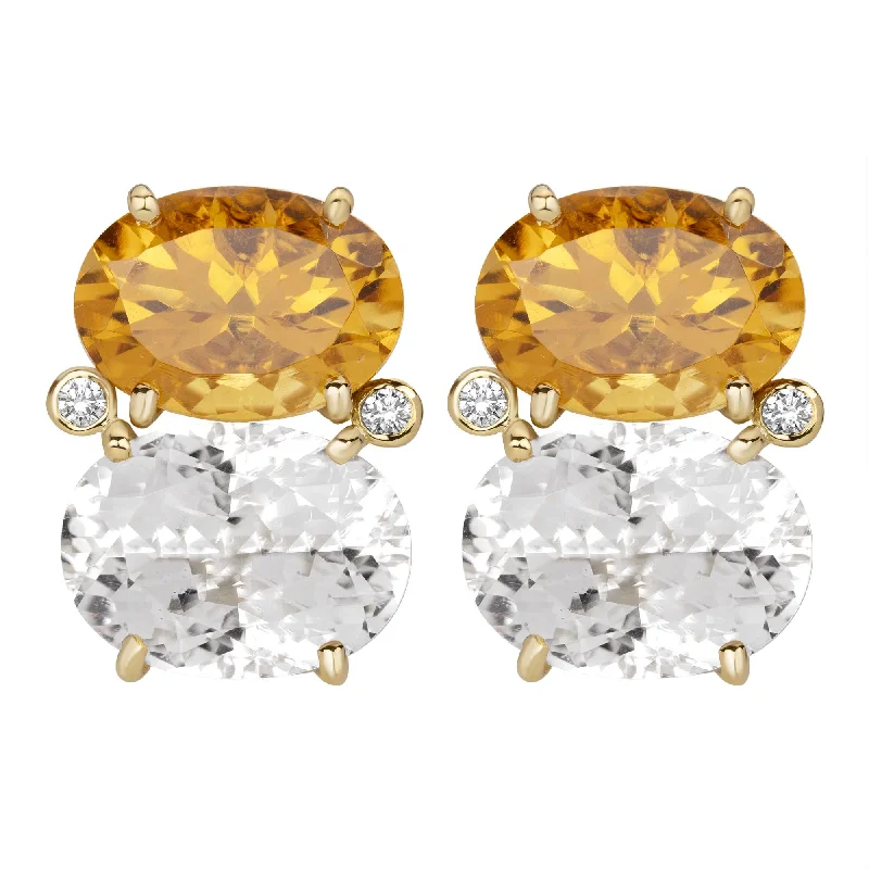 luxury fashion rings for women -casual earrings for women -Earrings - Citrine, Crystal And Diamond