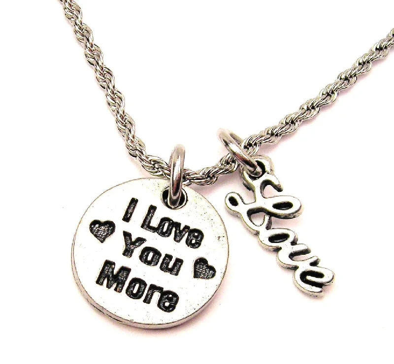 turquoise necklaces for women -I Love You More 20" Chain Necklace With Cursive Love Accent